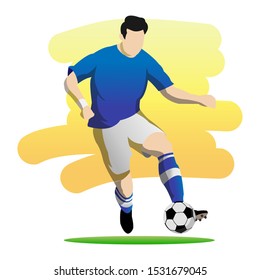 Vector Illustration in Simple Flat Design Style of a Football Player