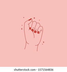 Vector illustration in simple flat linear style - girl power concept - female hand in fist gesture - Shutterstock ID 1571564836