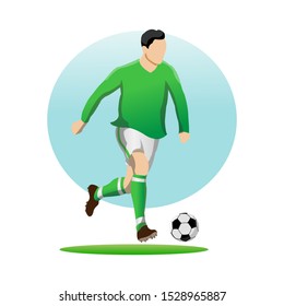 Vector Illustration in Simple Flat Style of a Football Player