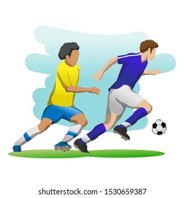 Vector Illustration in Simple Flat Style of a Football Player