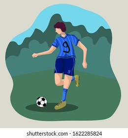 Vector Illustration in Simple Flat Style of a Football Player