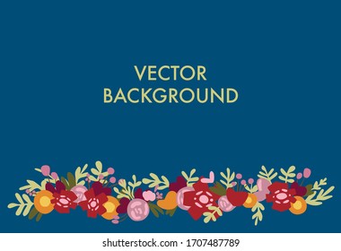 Vector illustration in simple flat style with copy space for text - background with plants and leaves - backdrop for greeting cards, posters, banners and placards