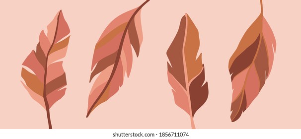 Vector illustration in simple flat style with copy space for text - background with plants and leaves - backdrop for greeting cards, posters, banners and placards