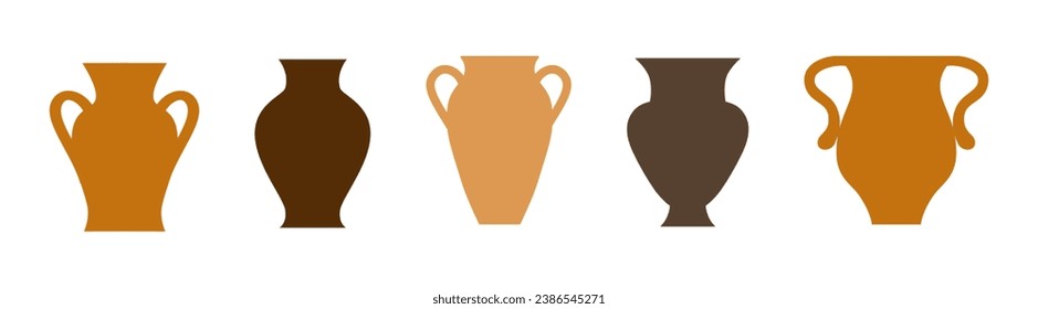 Vector illustration in simple flat style, flowers and plant pots and vases, design element for prints