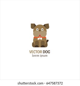 Vector illustration in simple flat style - Friendly dog siting. Perfect for logo.