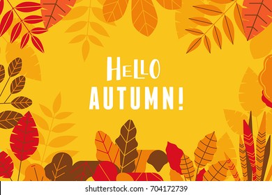 Vector illustration in simple flat style with autumn leaves - seasonal sale background for banner with copy space for text