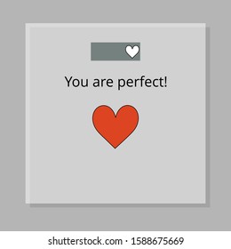 vector illustration of simple floor square transparent scales with red heart