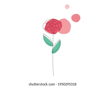 Vector illustration of a simple flower. Flower line art.
