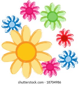 Vector Illustration of simple flowers design over white background