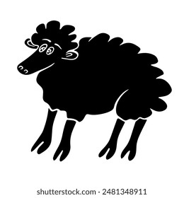 Ilustración vectorial de una simple oveja graciosa.	