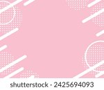 Vector illustration of Simple geometric background frame composed of circles, lines, and dot patterns (pink)