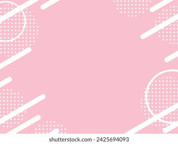 Vector illustration of Simple geometric background frame composed of circles, lines, and dot patterns (pink)