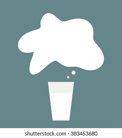 Vector illustration of the simple glass full of milk with big cute pond of milk on the top.
Big copy space on the top of the illustration. 