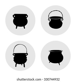 vector illustration of simple halloween pots icons/objects