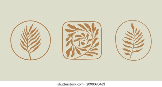 Vector illustration in simple hand drawn and linocut style - natural print, poster or logo design template - spring illustration - plants and flowers