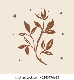 Ilustración vectorial en el estilo simple de la mano y de la linocut - impresión natural, patrón de afiches o logotipo - ilustración natural - flores naturales y cerámica