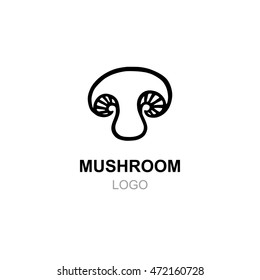 Vector illustration of a simple hand drawn mushroom. Rough sketch style logo. 