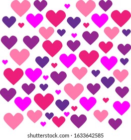 Vector illustration of simple heart pattern, a wallpaper of colorful hearts