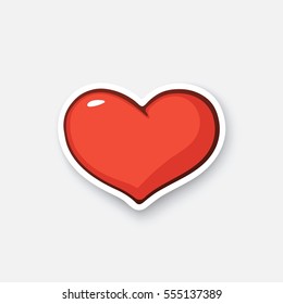 Vector illustration. Simple heart. Valentine's Day symbol. I love you. Cartoon sticker in comic style with contour. Decoration for greeting cards, posters, patches, prints for clothes, emblems