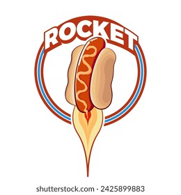 vector illustration of a simple hot dog and rocket logo icon