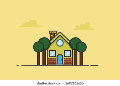 vector illustration of simple house flat design, symbol, minimalist