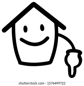 Vector illustration of a simple house with a hand
