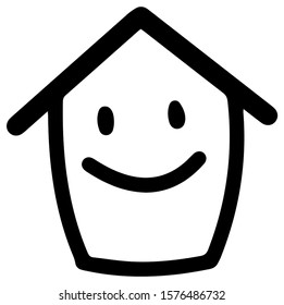 Vector illustration of a simple house with smile