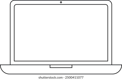 Vector illustration of a simple laptop outline, ideal for icons and tech themes.