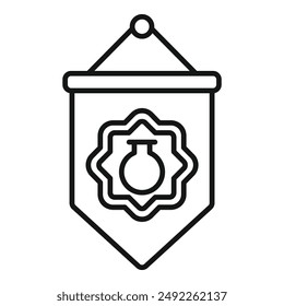 Vector illustration of a simple line art banner with a classic vase design, ideal for interior decor themes