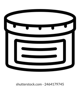 Vector illustration of a simple line drawing of a jar in black and white, suitable for icons or graphics