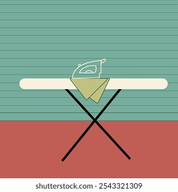 Ilustración vectorial Dibujo de línea simple de un Tablero de planchado
