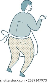 Vector illustration of a simple line drawing of a shopkeeper