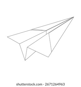 Vector illustration of a simple line drawing of a paper airplane