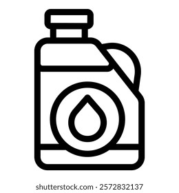 Vector illustration of a simple line icon representing a motor oil bottle