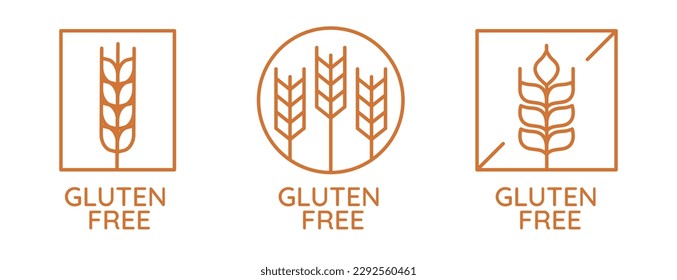 Vector illustration in simple line style - gluten free badge, no wheat sign template design for gluten free food packaging