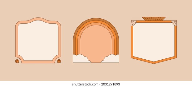 Vector illustration in simple linear style - design templates - hippie style - frames and prints with copy space for text