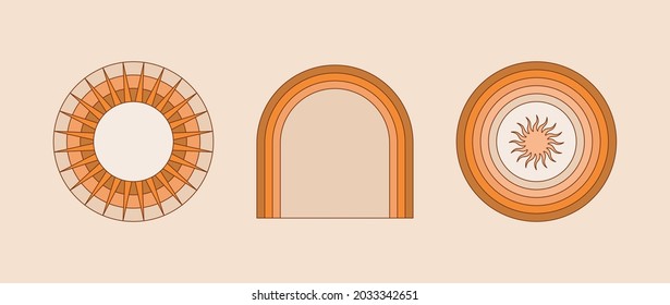 Vector illustration in simple linear style - design templates - hippie style - frames and prints with copy space for text