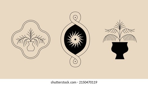 Vector illustration in simple linear  style - logo design template and graphic element for posters, prints, posts for social media