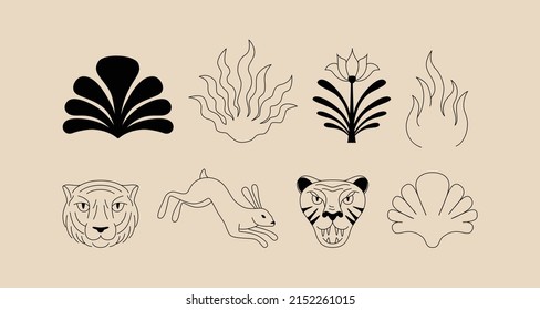 Vector illustration in simple linear  style - logo design template and graphic element for posters, prints, posts for social media