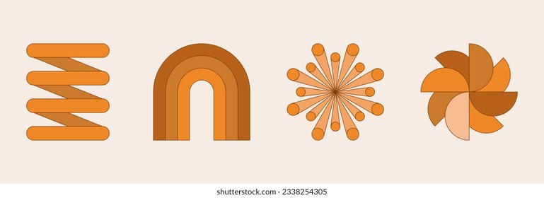 Vector illustration in simple linear style - geomtric minimal design templates, wall art boho style, frames and prints with copy space for text and abstract shapes