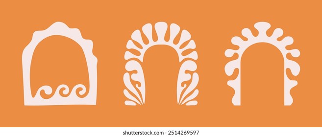 Vector illustration in simple linear style - design templates - hippie style - frames and prints with copy space for text

