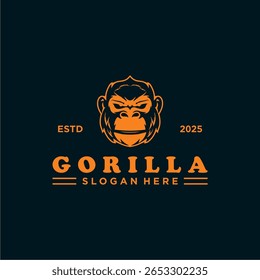 Ilustração vetorial de um ícone de logotipo simples símbolo de silhueta de uma face de gorila