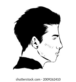 Vector illustration of simple man's face and hairstyle