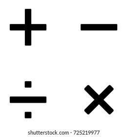 Vector illustration simple math symbols, signs set, collection in black color isolated on white background.