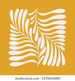 Vector illustration in simple Matisse naive and hippie groovy style, flowers and plants, floral botanic hand drawn design templates, frames and modern art prints, posters and placards