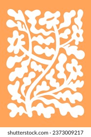 Vector illustration in simple Matisse naive and hippie groovy style, flowers and plants, floral botanic hand drawn design templates, frames and modern art prints, posters and placards