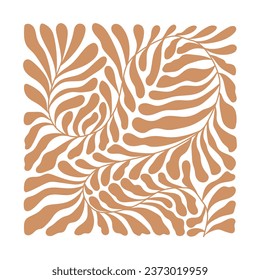 Vector illustration in simple Matisse naive and hippie groovy style, flowers and plants, floral botanic hand drawn design templates, frames and modern art prints, posters and placards