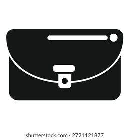 Vector illustration of a simple messenger bag icon in a sleek black and white design
