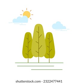 Vector illustration in simple minimal nature landscape, flat style abstract horizontal banner and background with copy space for text - header images for web