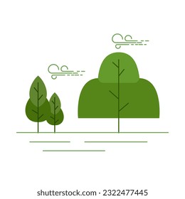 Vector illustration in simple minimal nature landscape, flat style abstract horizontal banner and background with copy space for text - header images for web